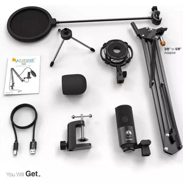 Micrófono Fifine T669 Condensador Cardioide USB con Brazo