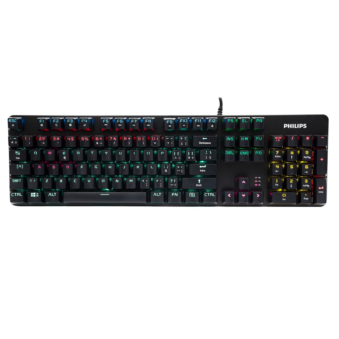 Teclado Gamer Philips SPK8401BQM Qwerty Español
