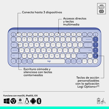 Kit Teclado Y Mouse Logitech Pop Icon Español Lila