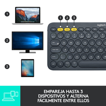 Teclado Logitech Pebble Keys 2 K380S Bluetooth Inalámbrico Multi-Dispositivo Portátil - Windows Mac iOS Android Grafito
