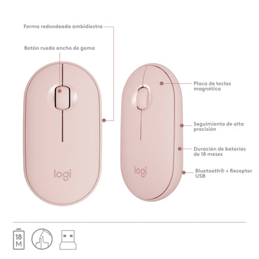 Combo Teclado Mouse Logitech MK470 Inalámbrico Silencioso Compacto - Slim Wireless USB Español Rosa Pastel