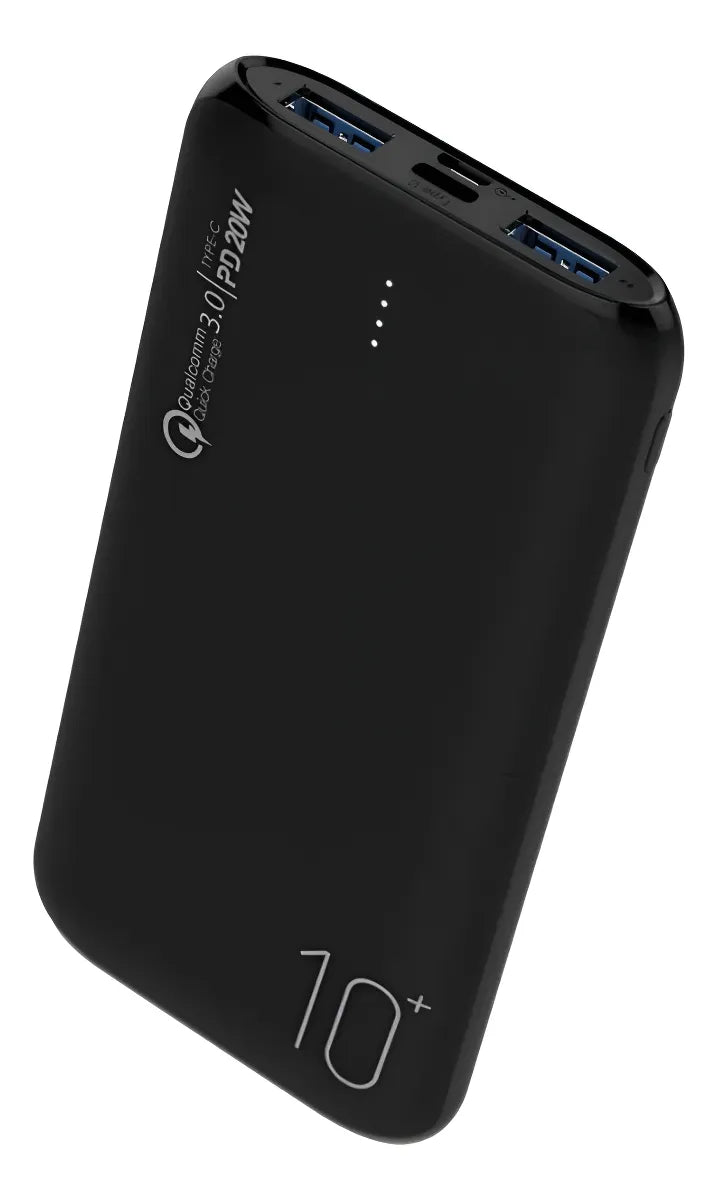 Power Bank 10.000 mAh 22.5W Carga Rápida USB Dual Negra