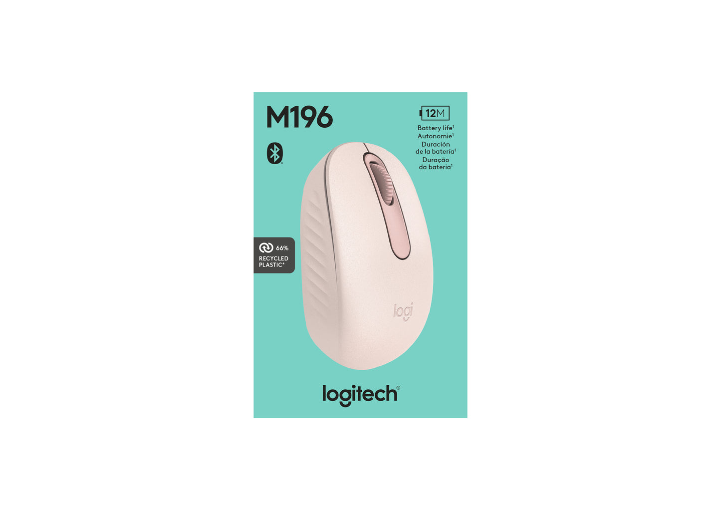 Mouse Bluetooth Logitech M196 Rosa - Inalámbrico Portátil Silent Click