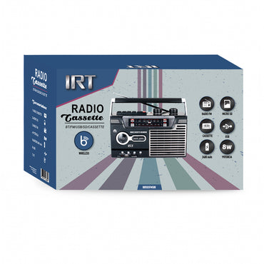 Radio Cassette IRT Bluetooth FM USB SD Vintage