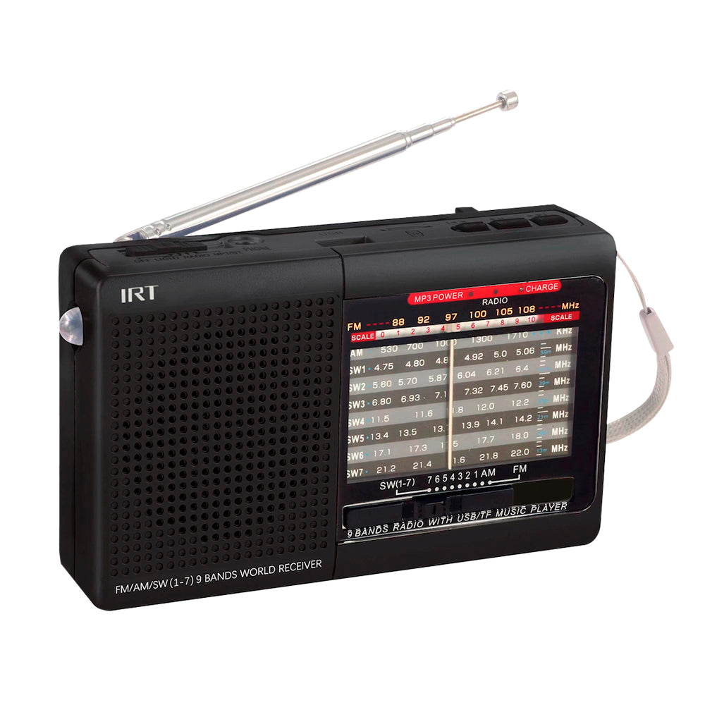 Radio Portatil IRT AM/FM/SW/USB/MSD 9 bandas Recargable