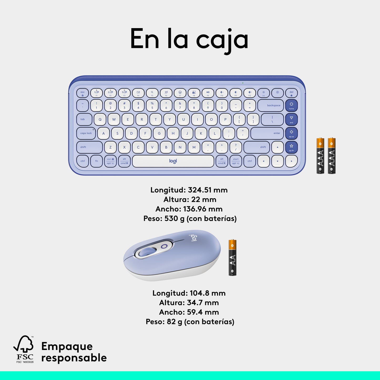 Kit Teclado Y Mouse Logitech Pop Icon Español Lila