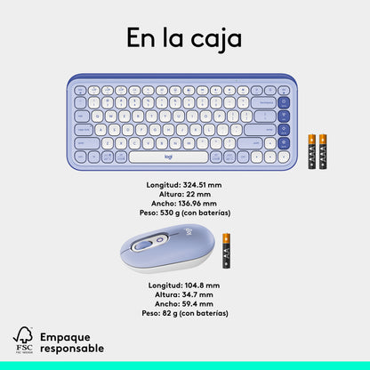 Kit Teclado Y Mouse Logitech Pop Icon Español Lila