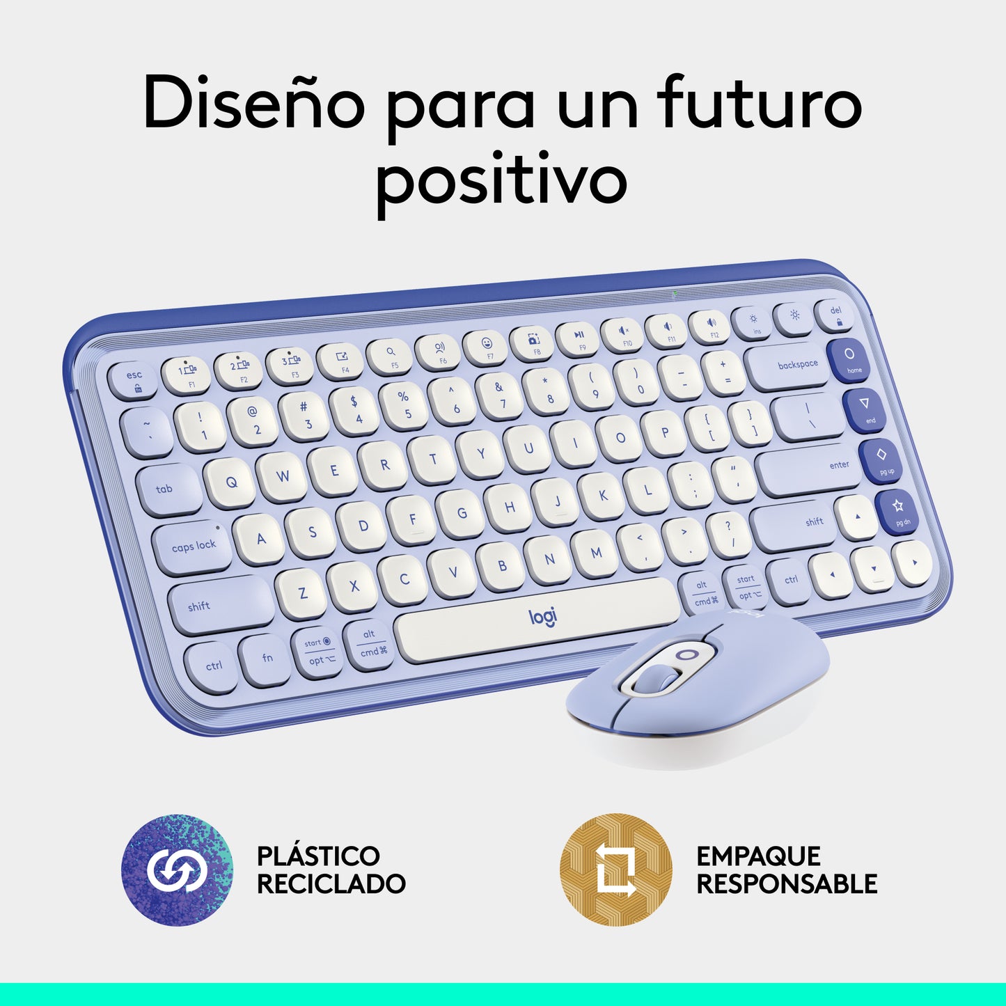 Kit Teclado Y Mouse Logitech Pop Icon Español Lila