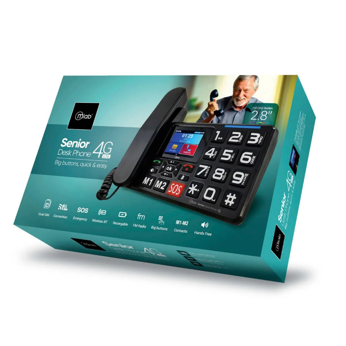 Teléfono Senior MLAB Desktop 4G SOS Botones Grandes 2.8”