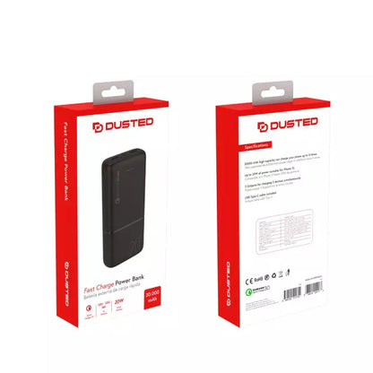 bateria externa de carga rapida 20w 20000 mah dusted negra