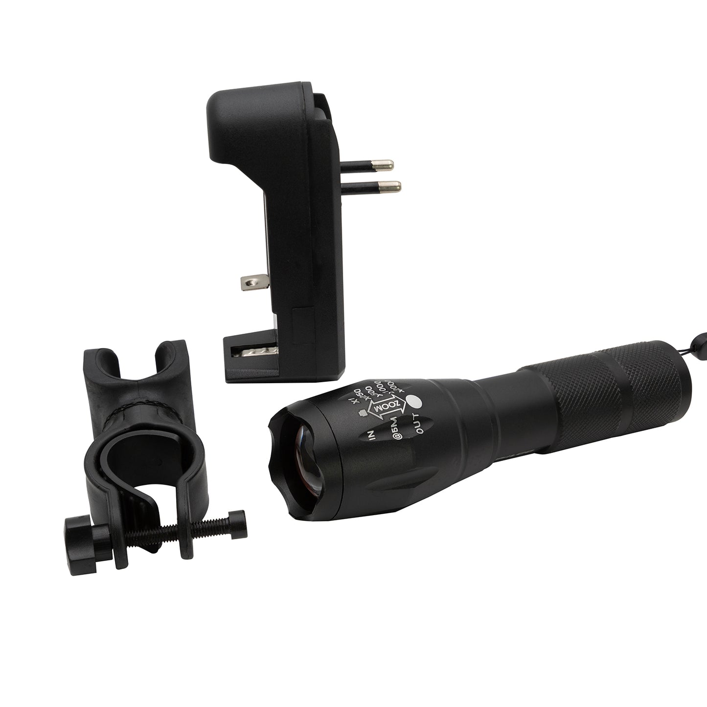 Linterna Táctica LED Swatt Philco 2000LM Recargable con Soporte para Bicicleta