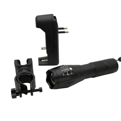 Linterna Táctica LED Swatt Philco 2000LM Recargable con Soporte para Bicicleta