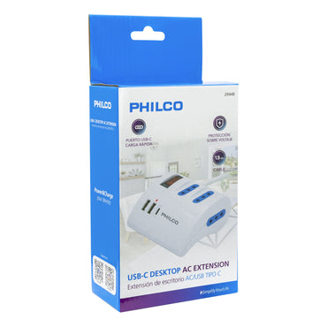 Extension De Escritorio AC USB tipo C Philco Blanco