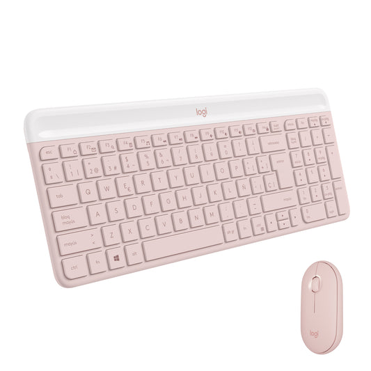 Kit Teclado Y Mouse Inalámbrico Logitech Mk470 Español Rosa
