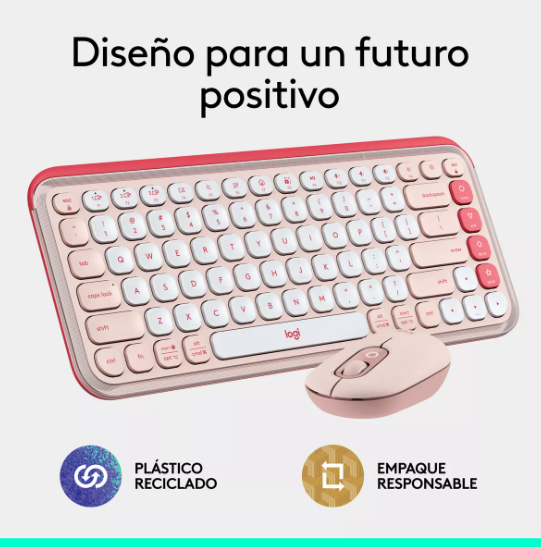 Kit Teclado Y Mouse Logitech Pop Icon Español Rosado