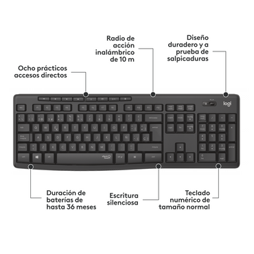 Combo Mouse y Teclado Logitech MK295 Negro