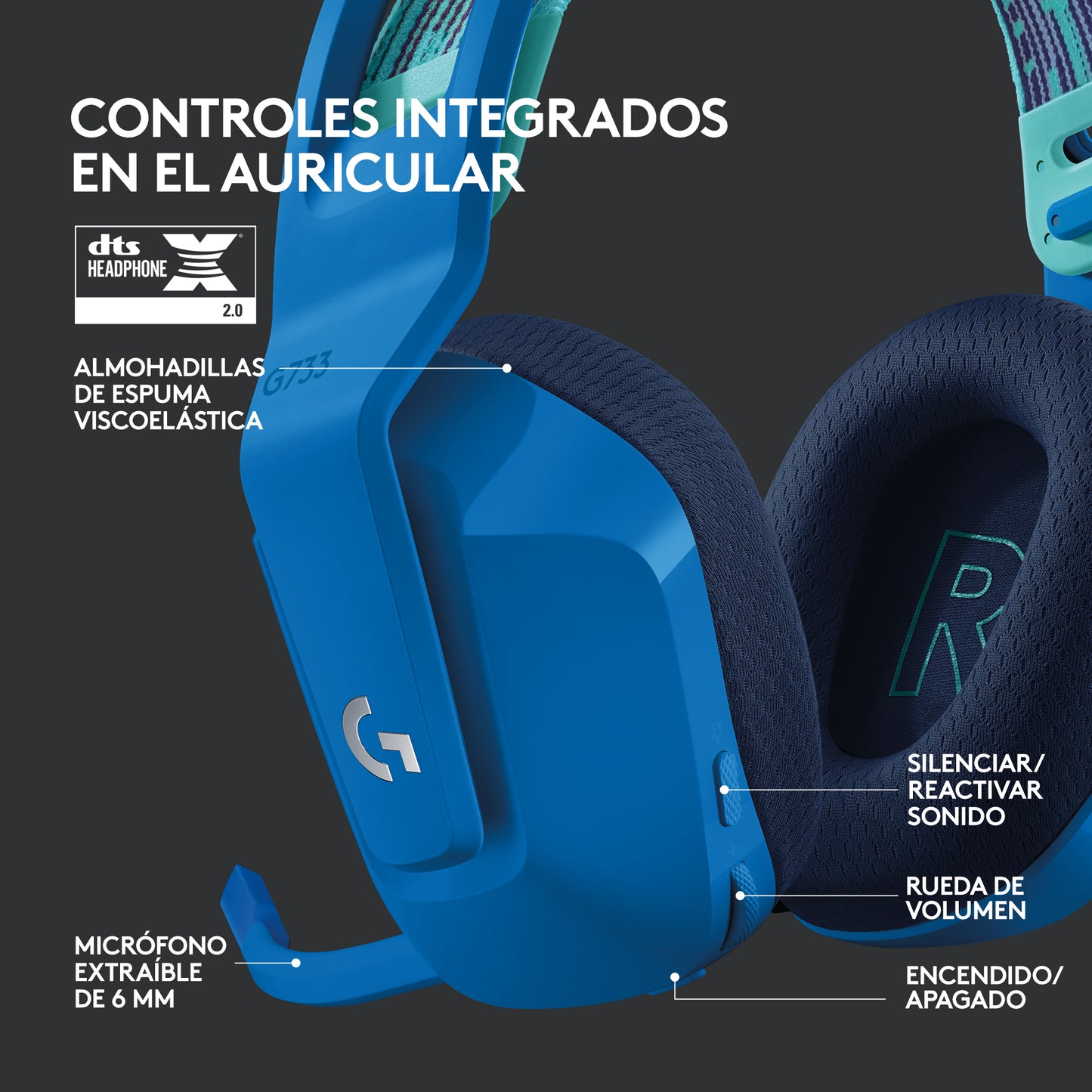 Audifonos Gamer G733 Azul Lightspeed