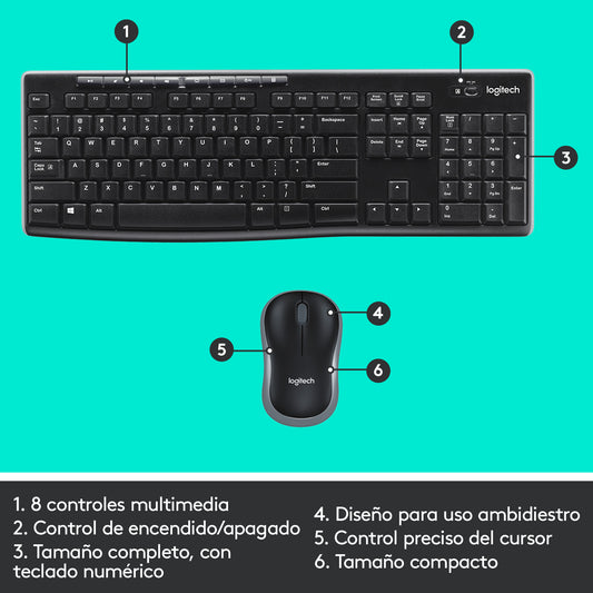Kit Teclado y Mouse inalambrico MK270 Español