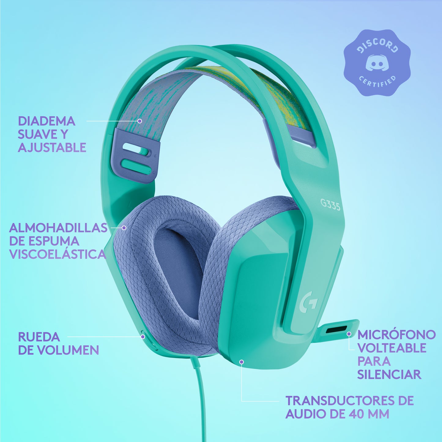 Audifonos Gamer Logitech G335 Menta Jack 35mm