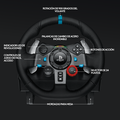 Volante Logitech con pedales G29 para Ps3 Ps4 Ps5 y PC + Palanca