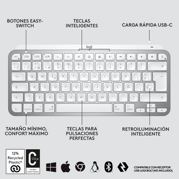 Teclado Logitech Mx Keys Mini Gris