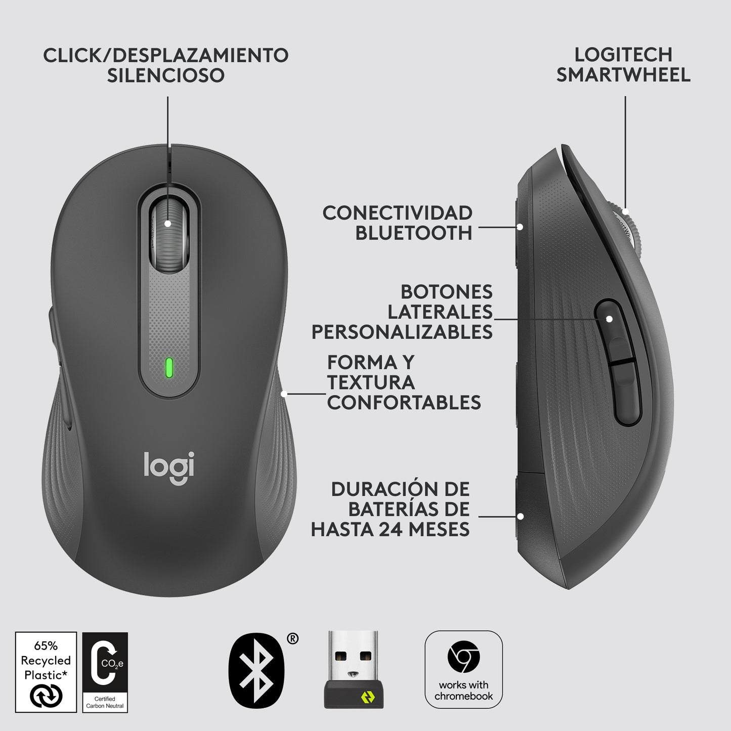Mouse Logitech M650 Negro Wireless
