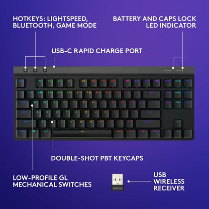 Teclado Gamer Inalámbrico Logitech G PRO X TKL LIGHTSPEED Blanco Inglés