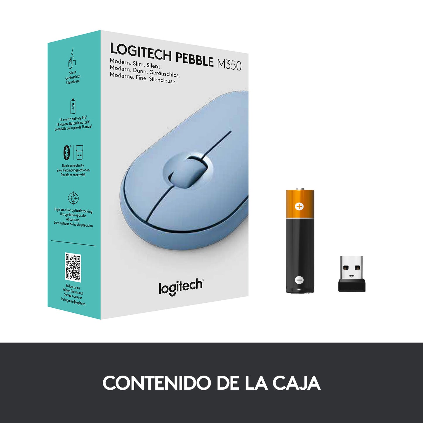 Mouse Logitech Pebble M350 Azul Wireless