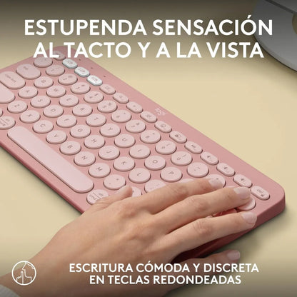 Teclado Inalámbrico Bluetooth Logitech Pebble Keys 2 K380S Rosado Español