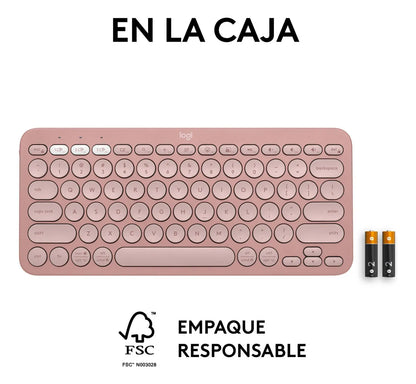 Teclado Inalámbrico Bluetooth Logitech Pebble Keys 2 K380S Rosado Español