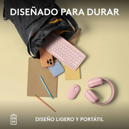 Teclado Inalámbrico Bluetooth Logitech Pebble Keys 2 K380S Rosado Español