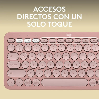 Teclado Inalámbrico Bluetooth Logitech Pebble Keys 2 K380S Rosado Español