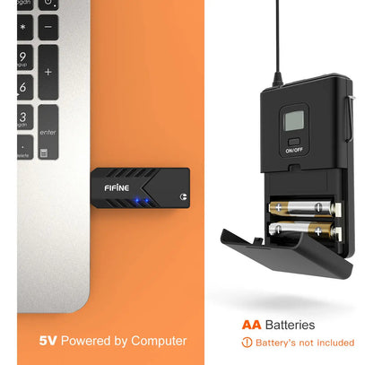 Micrófono Inalámbrico USB Lavalier Fifine K031B UHF Negro