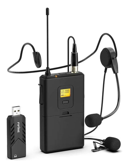 Micrófono Inalámbrico USB Lavalier Fifine K031B UHF Negro