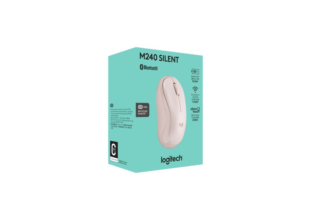 Mouse Inalámbrico Logitech M240 Silent Bluetooth Blanco - 18 Meses Batería