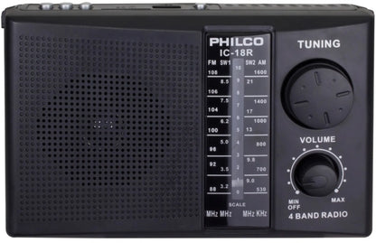 Radio Philco IC-18R Multibandas Recargable AM/FM/SW USB SD Negro