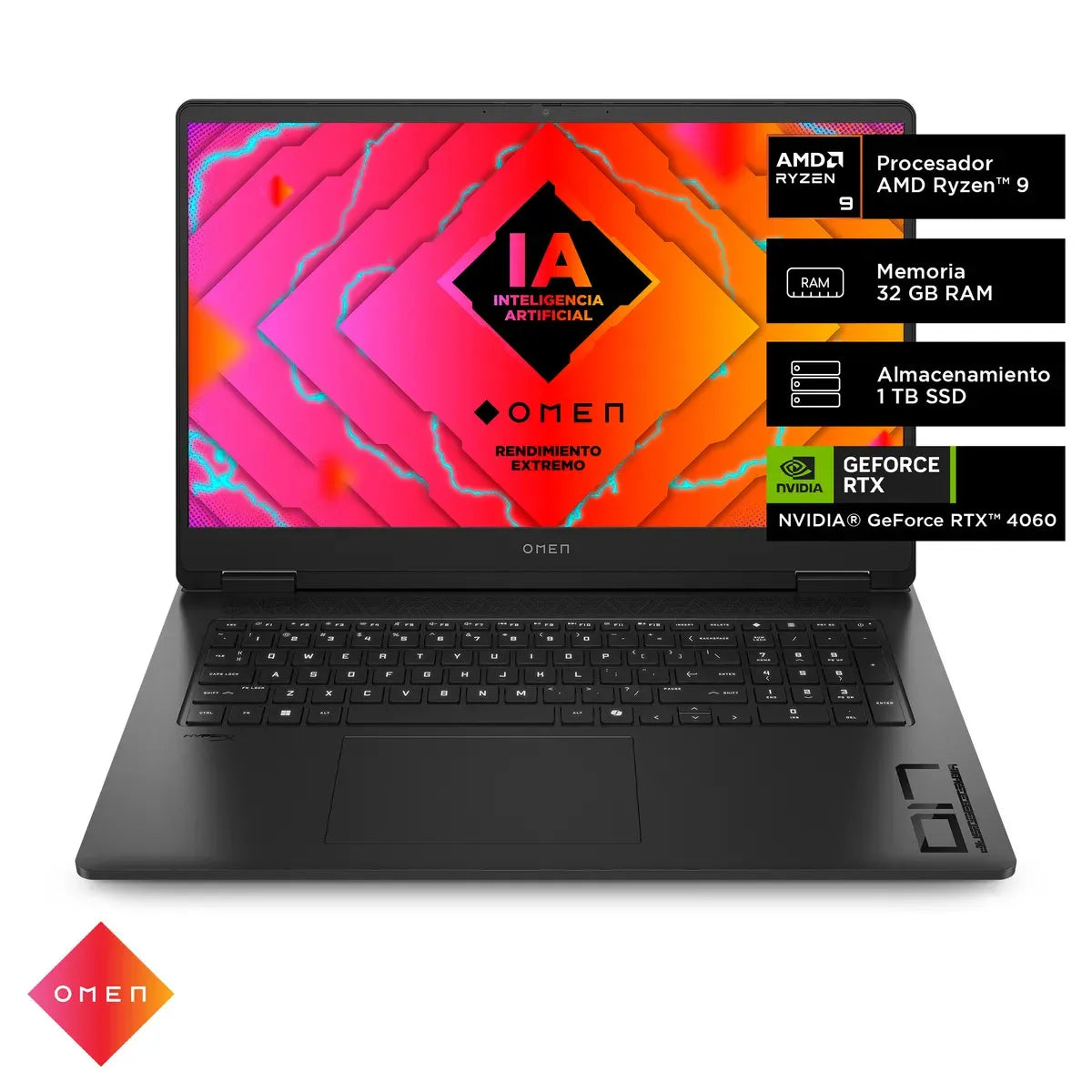 Notebook Gamer HP OMEN 17-db0009la Reacondicionado | Ryzen 9 8945HS | 32GB RAM | 1TB SSD | RTX 4060