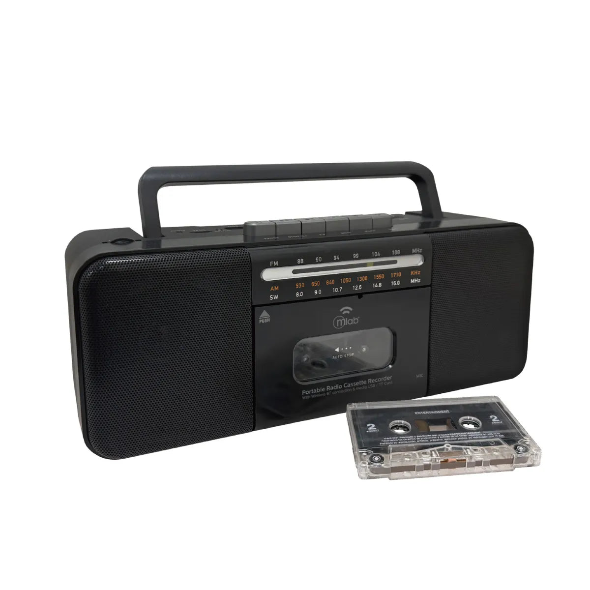 Radio Portátil Retro Cassette 1980’s 3 Bandas Bluetooth USB Recargable MLAB CF-28