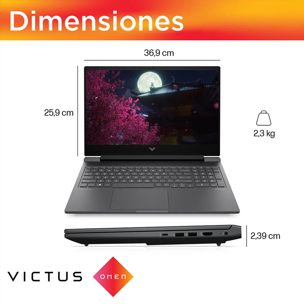 Notebook Gamer HP Victus 16-R1016LA Reacondicionado | Intel Core i7-14650HX | 32GB RAM | 1TB SSD | RTX 4070 | 16,1" FHD 144Hz