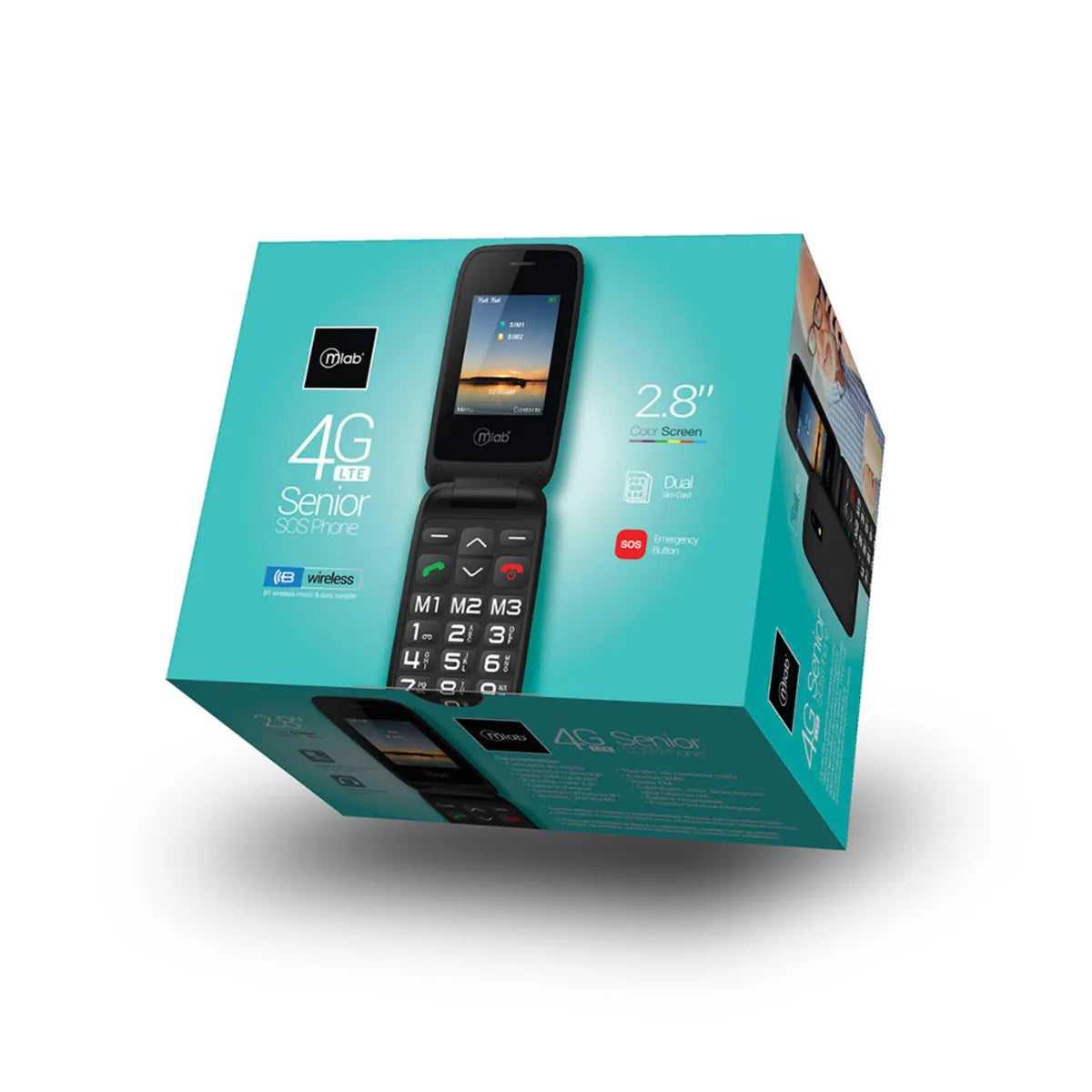 Teléfono Senior MLAB Shell 4G SOS 2.8” Plegable Negro